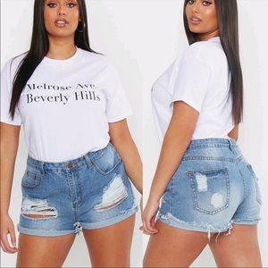 Plus size Distressed jean shorts